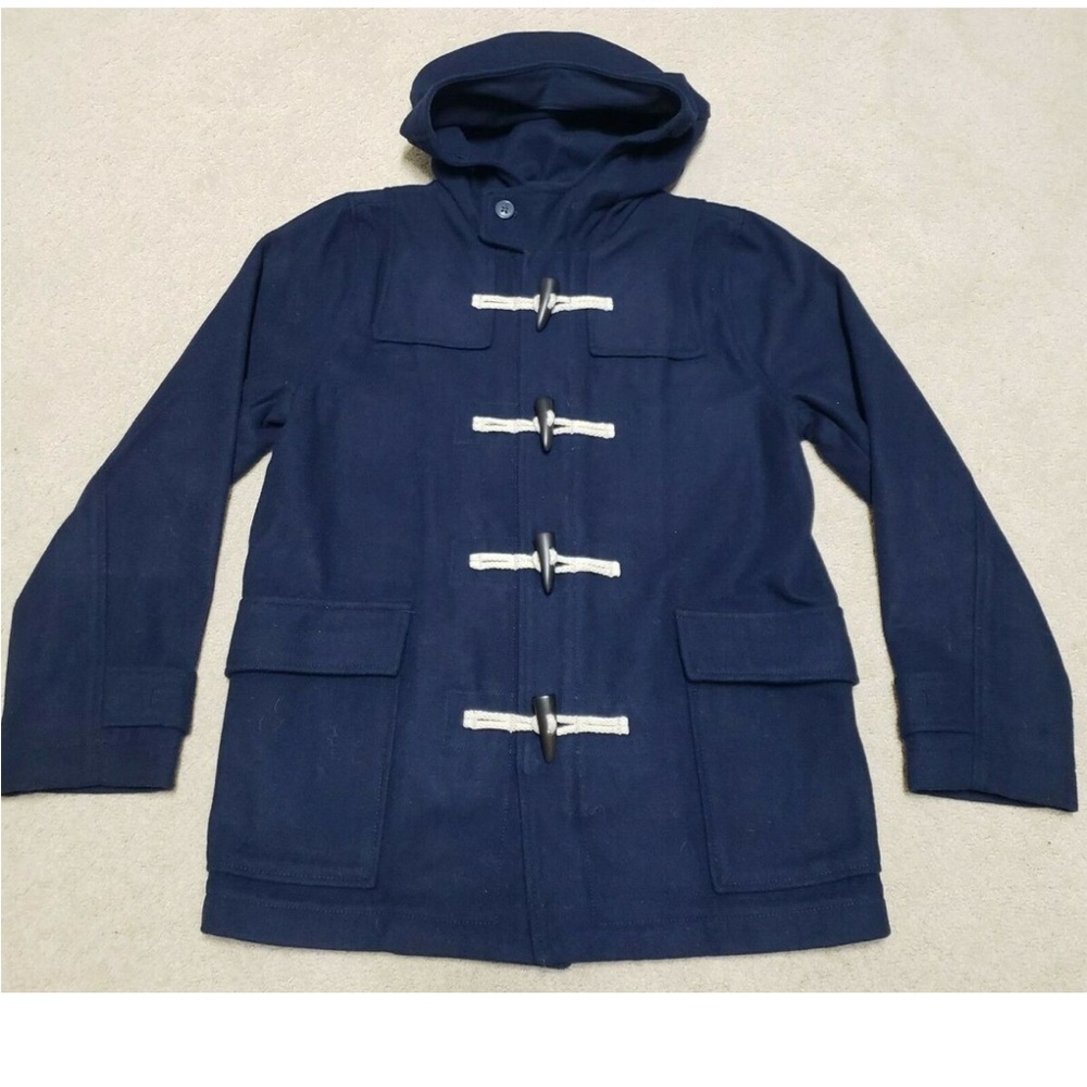 Navy Toggle Coat with Hood
